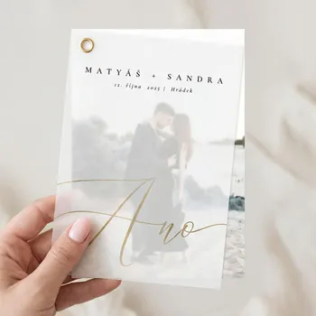 Svatební dekorace Transparentní svatební oznámení 342 - S fotkou