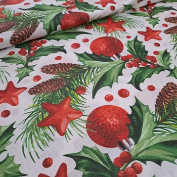 Pro útulný domov bavlněná látka vánoční ŠIŠKY A CESMÍNY