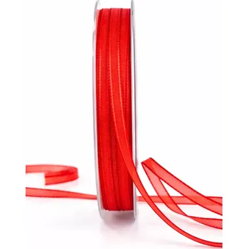 Stuha Chance Scarlet Red – úzká dekorační stuha 5mm x 5m (3,40Kč/m) (Stuha bavlněná, úzká, oboustranná, s vlascem v lemu)