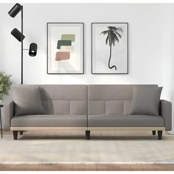 Pohovka vidaXL Rozkládací pohovka s poduškami světle textil [351876] Barva: taupe