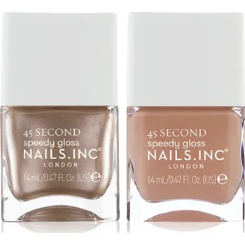 Kosmetická sada Nails Inc. 45 Second Nials Inc. 45 Second Speedy gloss Chiara rychleschnoucí lak na nehty 14 ml + Nials Inc. 45 Second Speedy gloss Coco rychleschnoucí lak na nehty 14 ml kosmetická sada