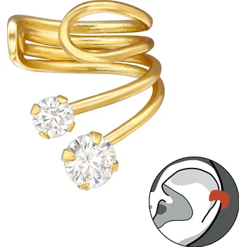 Náušnice Atreya Stříbrná zlacená záušnice Double stone