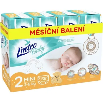 Dětské zboží LINTEO Baby Prémium MINI (3–6 kg) 136 ks