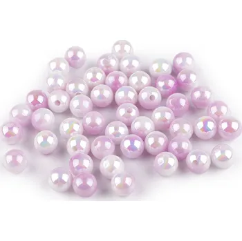 Dětské navlékací korálky Plastové korálky s mermaid efektem Ø8 mm, velké, 4 fialová nejsvětlejší