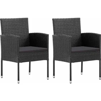 OMAXI Zahradní židle s černými poduškami 2 ks černé polyratan 854174