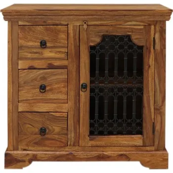 Komoda Indický nábytek - Komoda Jali s kovovým výpletem 90x90x45 z indického masivu palisandr Super natural