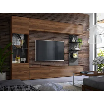 Obývací stěna Obývací stěna Alemiko, Osvětlení: bez osvětlení, Barva dřeva: ořech warmia + mramor černý MIRJAN 5903211472367