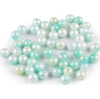 Dětské navlékací korálky Plastové korálky s mermaid efektem Ø8 mm, střední, 7 mint