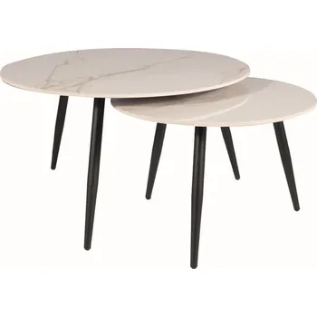 Konferenční stolek KORA sada konferenčních stolků, bílá/černá