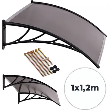 Stříška nad vchodové dveře Vchodová stříška z polykarbonátu 120 x 100 cm - černá AW-017C-2-120X100