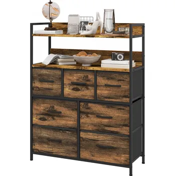 Ložnice Komoda se 7 látkovými výklopnými zásuvkami |rustikálně hnědá