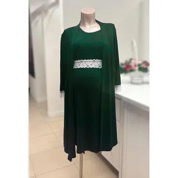 Těhotenská móda Mama L'amour Těhotenský set tmavě zelený (těhotenská - kojící noční košilka + župánek) Velikost: 2XL