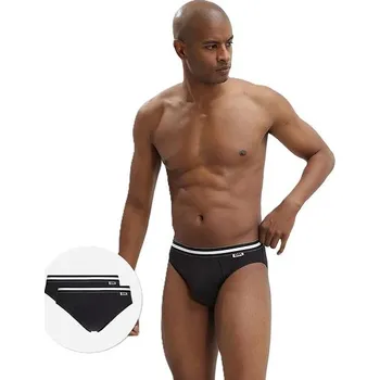 Pánské spodní prádlo DIM COTTON STRECH SLIP 2x - Pánské slipy 2 ks - DI006577 černá L