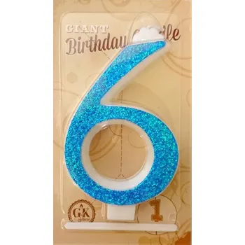 Dortová svíčka Dortisimo Svíčka velká modrá číslo 6