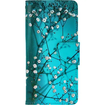 Pouzdro na mobilní telefon Pouzdro Xiaomi Redmi Note 14 5G knížkové Modré s květy (kryt neboli obal na Xiaomi Redmi Note 14 5G)