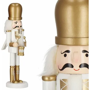 Vánoční ozdoba SPRINGOS Louskáček - Voják s bubínkem 30,5cm zlatý, vánoční dekorace