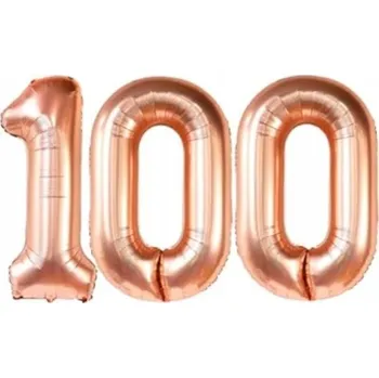Balónek Narozeninový balónek 100 LET, KAŽDÁ ČÍSLICE 100CM Fóliový, Růžové Zlato RoyaliTo_PL