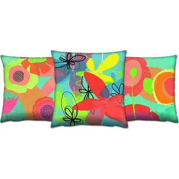 Povlečení ASIR Set povlaků na polštář AC-4528-4509-4512 tyrkysový s rostlinami