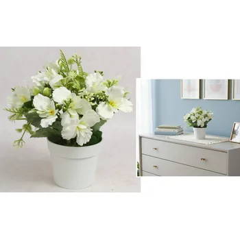 umělá květina Květina ala OLEANDER v bílém květináči, výška 22 cm (květina 5,5x1 cm), BÍLÁ