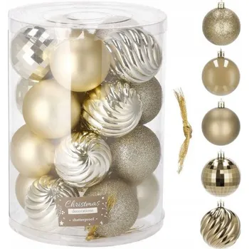 Vánoční ozdoba SPRINGOS Vánoční baňky zlaté mix - 6cm, sada 20ks