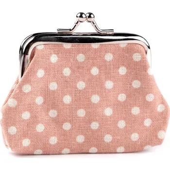 Peněženka Malá peněženka / mincovka s puntíky, textilní, velké, 1 pudrová