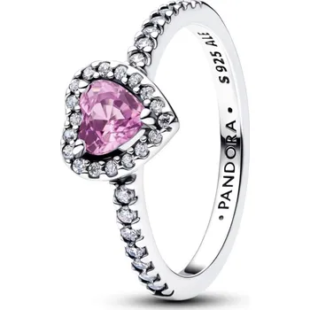 Prsten PANDORA prsten Vyvýšené světle fialové srdce 56