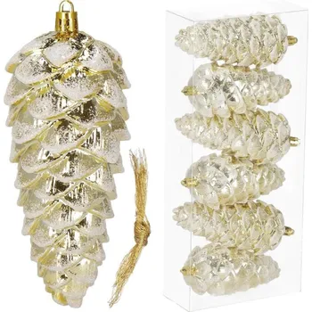 Vánoční ozdoba SPRINGOS Šišky 14cm zlaté sada 6ks, vánoční ozdoby