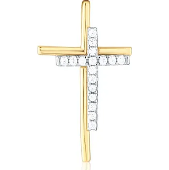 Šperk Pozlacený stříbrný přívěsek křížek se zirkony