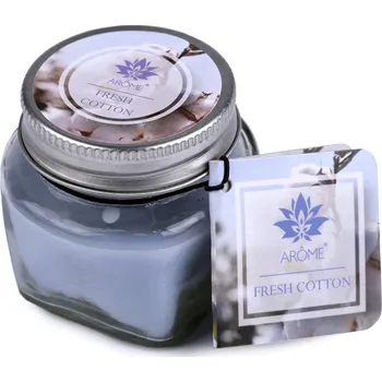 Svíčka Malá vonná svíčka ve skle s jmenovkou 28 g Fruit, Floral, malé, 5 (Cotton) modrá ledová
