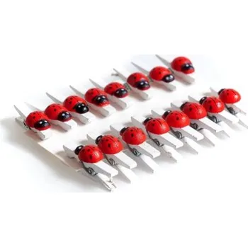 Party dekorace Kolíček s beruškou 3 cm, 16 ks Bílá