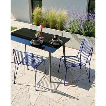 Sada 2 zahradních židlí modrá ocelový rám stohovatelné venkovní terasa moderní zahrada Beliani