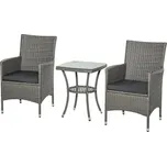 Outsunny Zahradní ratanový nábytek Outsunny, s bočním stolkem, bistro set, 3-dílná sada balkónového nábytku, zahradní ratanová souprava, sedací souprava, 60x58,5x89,5 cm| Aosom