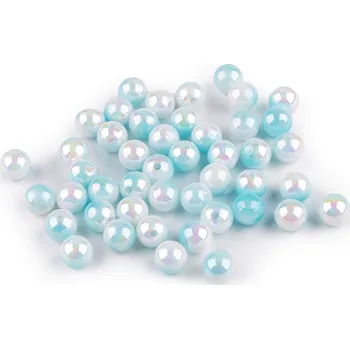 Dětské navlékací korálky Plastové korálky s mermaid efektem Ø8 mm, střední, 6 modrá andělská