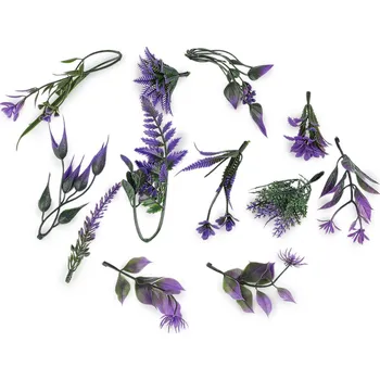 umělá květina Umělé mini větvičky k aranžování, mix 11 ks, střední, 4 fialová