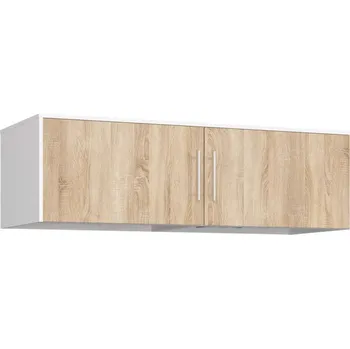 Nástavec na skříň Nástavba na šatní skříň VALESTRA - bílá / dub sonoma