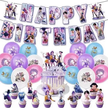 Party dekorace Velký narozeninový set - KPOP DEMON HUNTERS - KPop Lovkyně démonů (B) - 44 ks (Značka: MINISO)