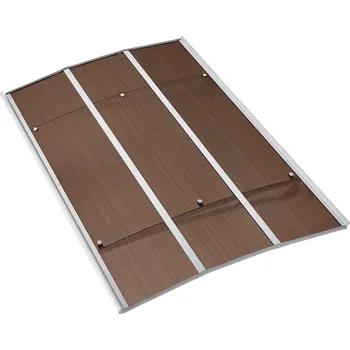 Stříška nad vchodové dveře Vevor Vchodová polykarbonátová stříška 39×59 in s odtokem a držákem, hnědá