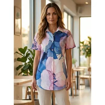 Dámská košile Dámská košile premium ALTISPORT VOJ/ALW117KOS01 MODRÁ/RŮŽOVÁ XXL