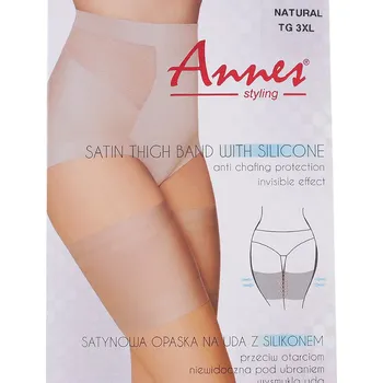 Dámské punčochy Samodržící pásky proti odírání stehen, střední, 3XL natural