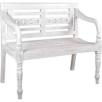 Zahradní lavice Garden Pleasure zahradní lavička Moyo 960368 bílé dřevo 100,0 cm | 960368