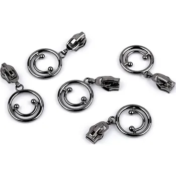 Galanterie Jezdec ke spirálovým zipům No 5 smajlík, barva 3 nikl černý