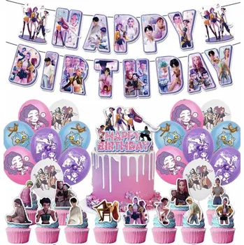 Party dekorace Velký narozeninový set - KPOP DEMON HUNTERS - KPop Lovkyně démonů (A) - 44 ks (Značka: MINISO)
