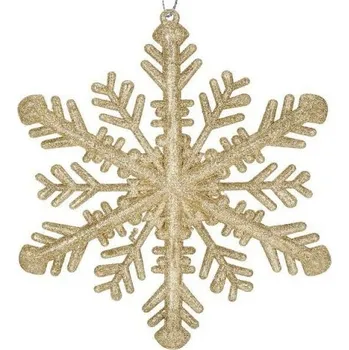 Vánoční ozdoba SPRINGOS Vánoční ozdoba - Sněhová vločka se třpytkami 30cm, zlatá