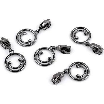 Zip Jezdec ke spirálovým zipům No 5 smajlík nikl černý 50 ks