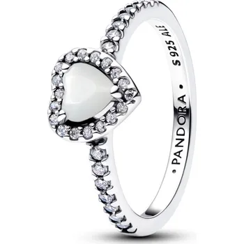 Prsten PANDORA Prsten Vyvýšené bílé srdce 54
