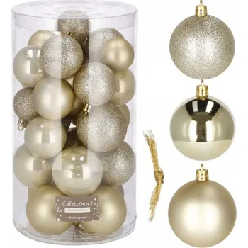 Vánoční ozdoba SPRINGOS Vánoční baňky zlaté mix - 4/5/6cm, sada 30ks