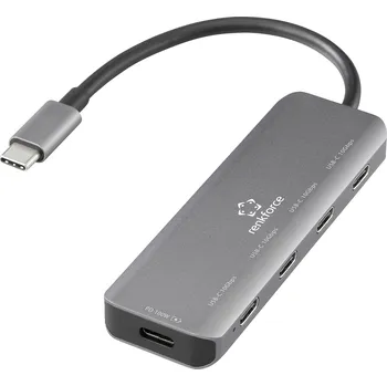 USB hub Renkforce RF-6872246 USB Hub 4 porty USB-C® USB 3.2 Gen2 10 GBit/s s hliníkovým krytem, s konektorem USB C šedá RF-USBCH-220