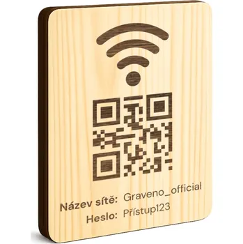 GRAVENO Dřevěná Wi-Fi cedule s QR kódem