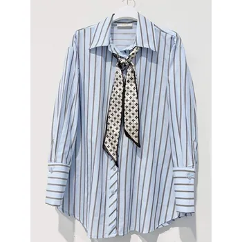Dámská košile Civico pruhovaná oversize košile s vázačkou modrá Velikost: UNI 36-42