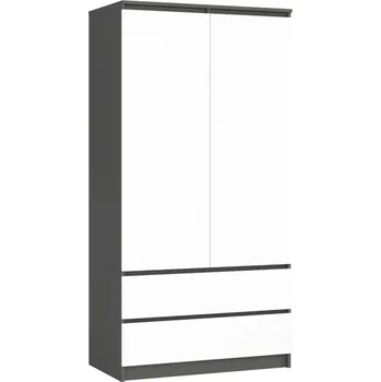 Šatní skříň Šatní skříň se šuplíky 90 cm LOTA - šedá / bílá